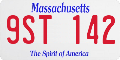 MA license plate 9ST142