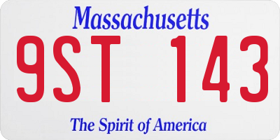 MA license plate 9ST143