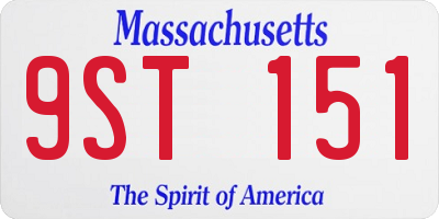 MA license plate 9ST151
