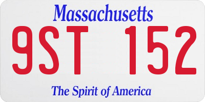 MA license plate 9ST152
