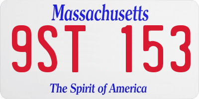 MA license plate 9ST153