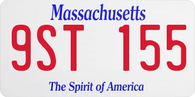 MA license plate 9ST155
