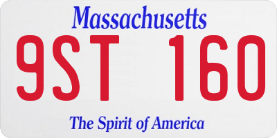 MA license plate 9ST160