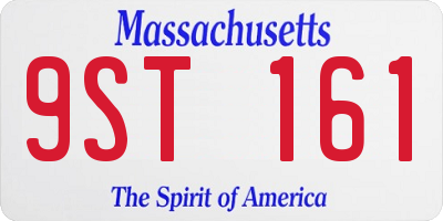 MA license plate 9ST161