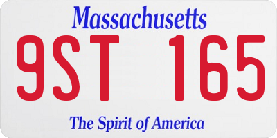 MA license plate 9ST165