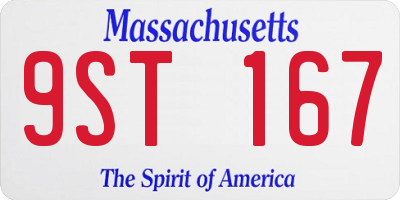 MA license plate 9ST167