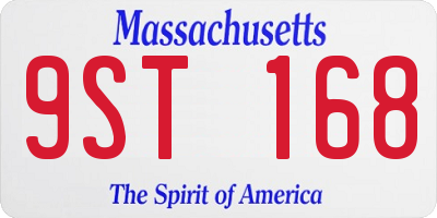 MA license plate 9ST168