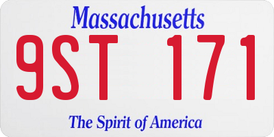 MA license plate 9ST171