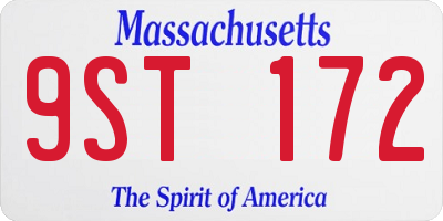 MA license plate 9ST172