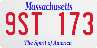 MA license plate 9ST173