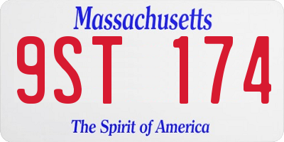 MA license plate 9ST174