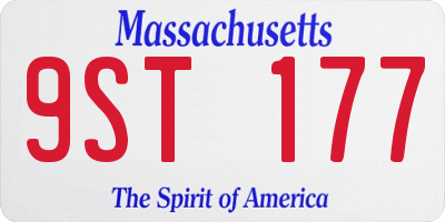 MA license plate 9ST177