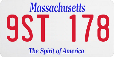 MA license plate 9ST178