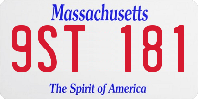 MA license plate 9ST181