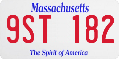 MA license plate 9ST182