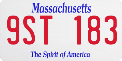 MA license plate 9ST183