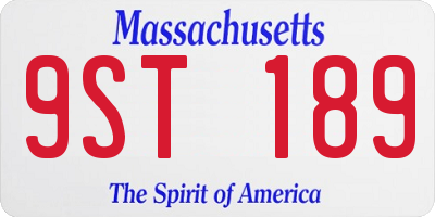 MA license plate 9ST189