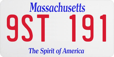 MA license plate 9ST191