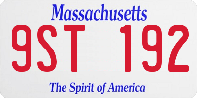 MA license plate 9ST192