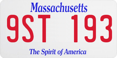MA license plate 9ST193