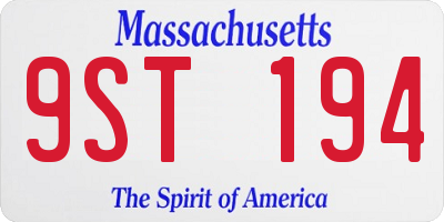 MA license plate 9ST194