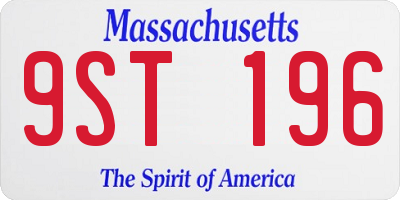 MA license plate 9ST196