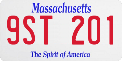 MA license plate 9ST201