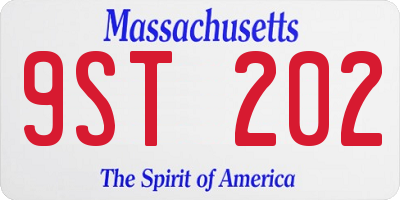 MA license plate 9ST202