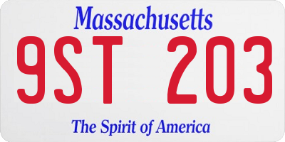 MA license plate 9ST203