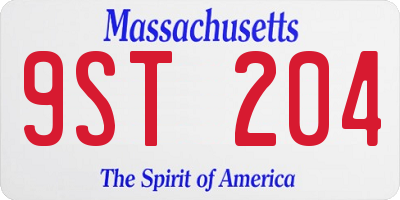 MA license plate 9ST204