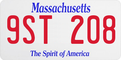 MA license plate 9ST208