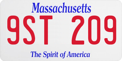 MA license plate 9ST209