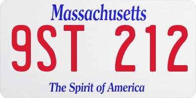 MA license plate 9ST212