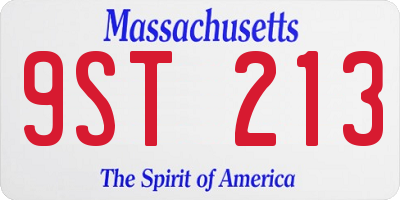 MA license plate 9ST213