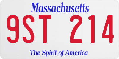 MA license plate 9ST214