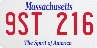 MA license plate 9ST216