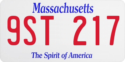 MA license plate 9ST217