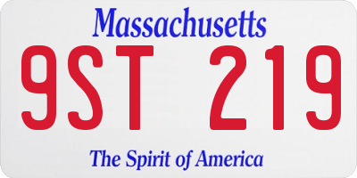 MA license plate 9ST219