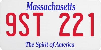 MA license plate 9ST221