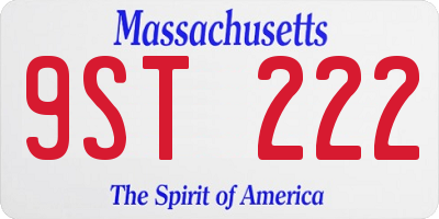 MA license plate 9ST222