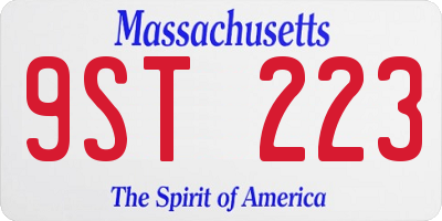 MA license plate 9ST223