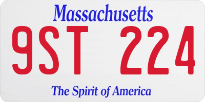 MA license plate 9ST224