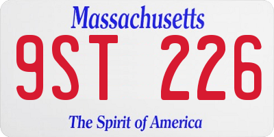 MA license plate 9ST226