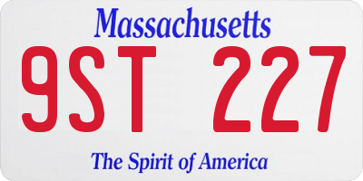 MA license plate 9ST227