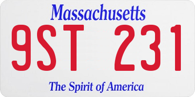MA license plate 9ST231