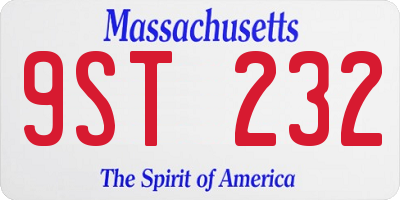 MA license plate 9ST232