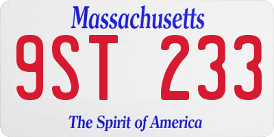 MA license plate 9ST233