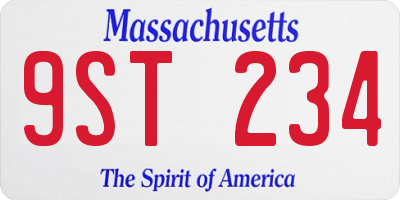 MA license plate 9ST234