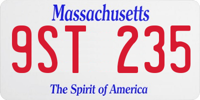 MA license plate 9ST235