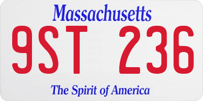 MA license plate 9ST236